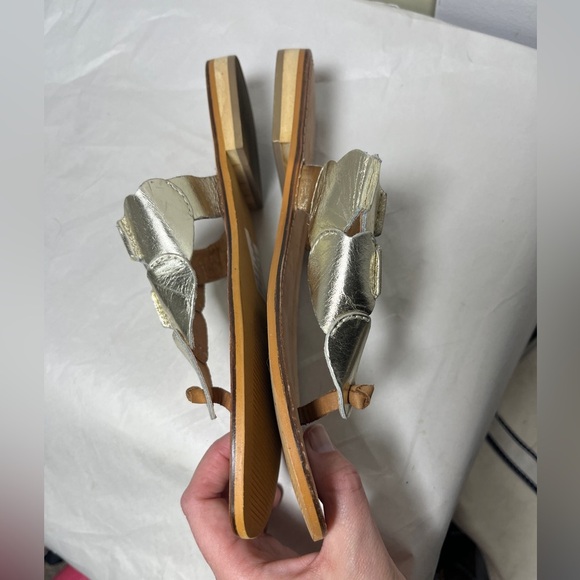 SEYCHELLES Rejuvenated Leather Gold Hearts Thong Flip Flop Sandal Size 8 - Picture 3 of 12